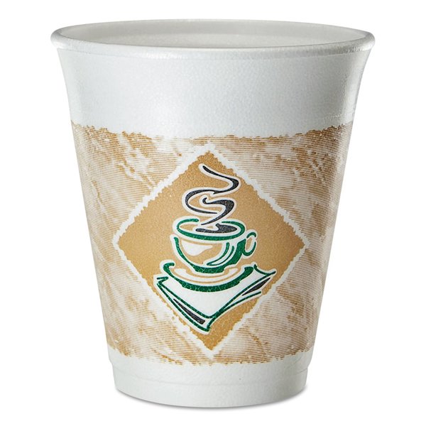 Dart Cafe G Foam Hot/Cold Cups, 8 oz, Brown/Green/White, PK25 8X8G
